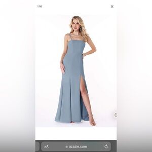 AZAZIE COSETTE
Dusty Blue Flowy Side Slit Chiffon Dress